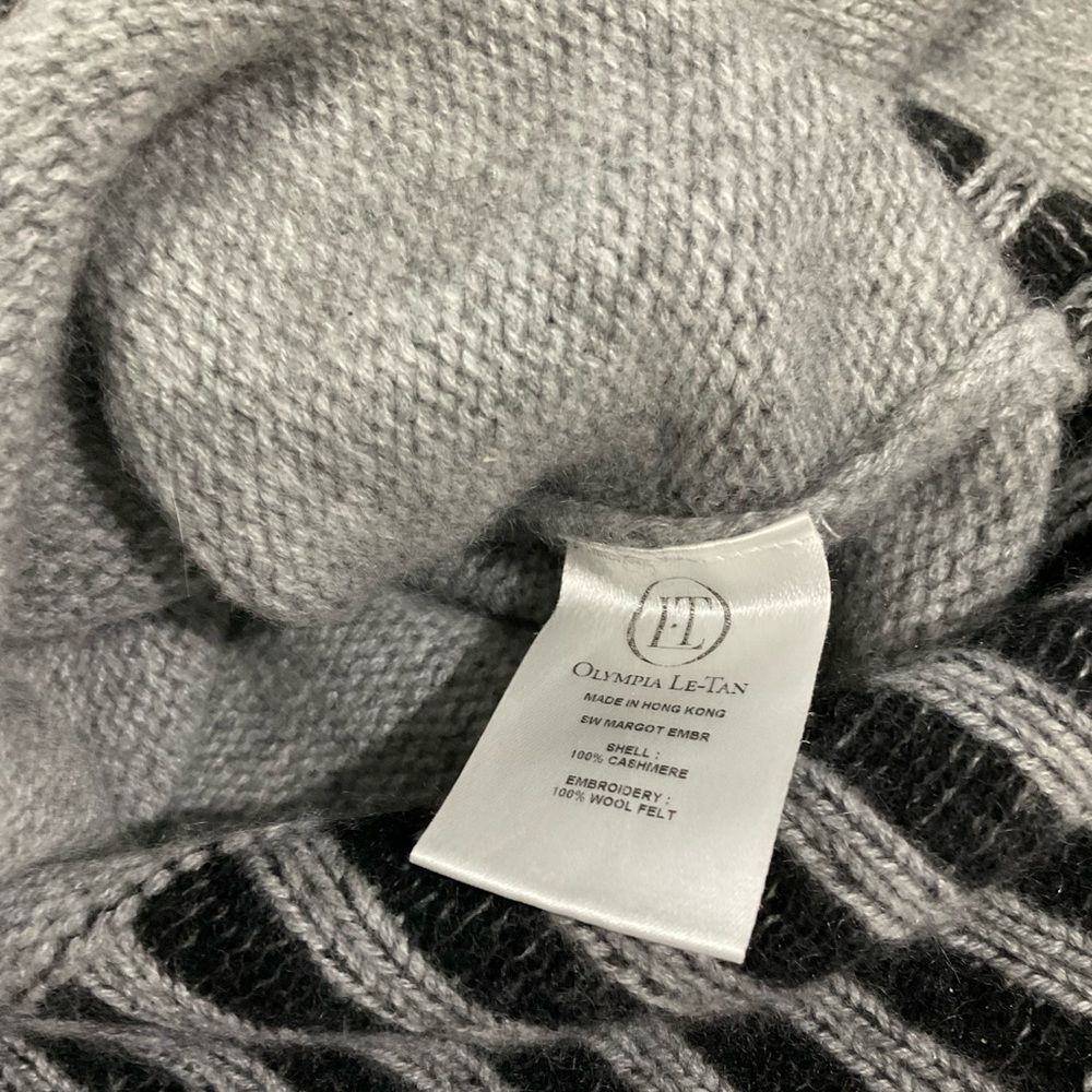 Olympia Le-Tan Cashmere Margot Embroidered Sweater in Grey Medium - Picture 15 of 15